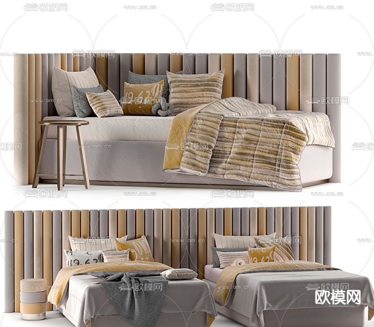 沙发床 单人床免费3d模型下载