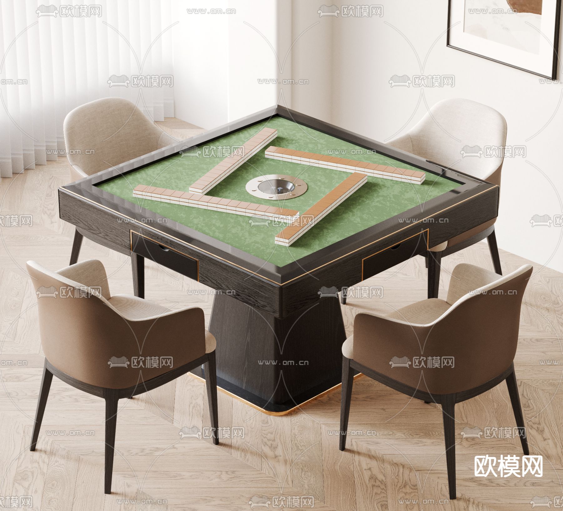 棋牌桌 麻将桌3d模型下载