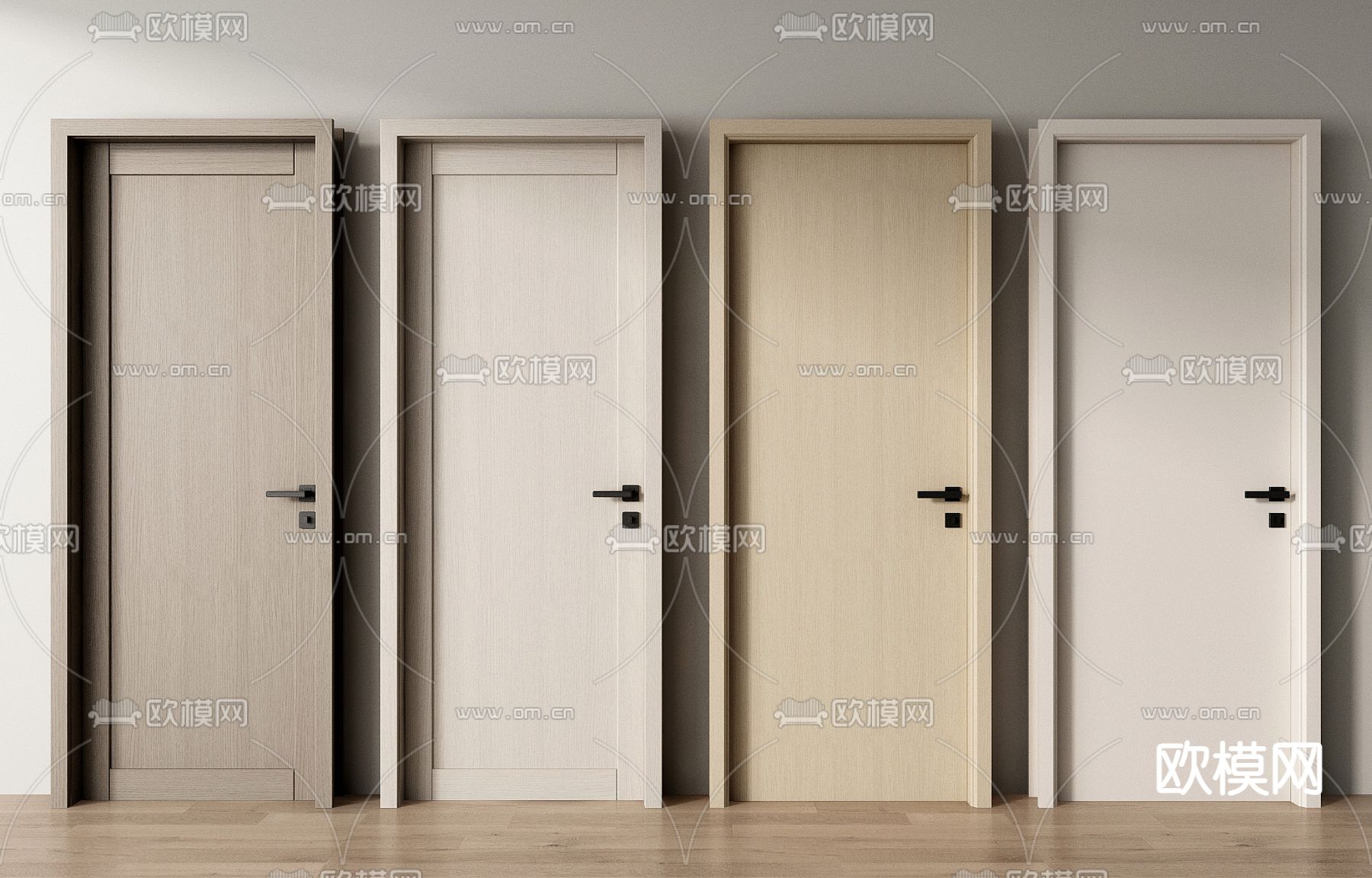单开门 木门 卧室门su模型下载（渲染图1）