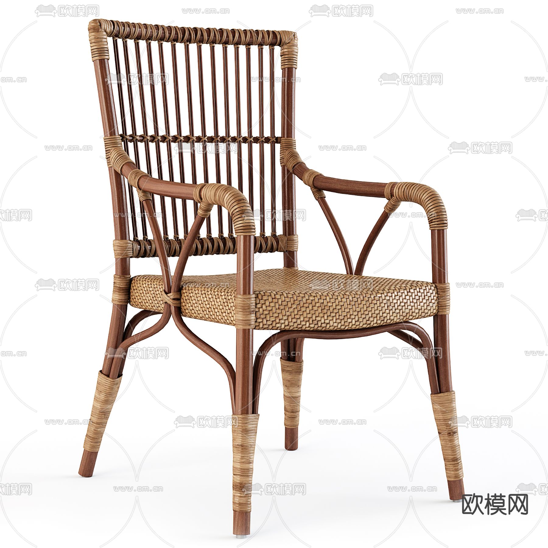 东南亚椅子 编织休闲椅3d模型下载（渲染图2）