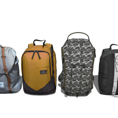  旅游背包 双肩包su模型 