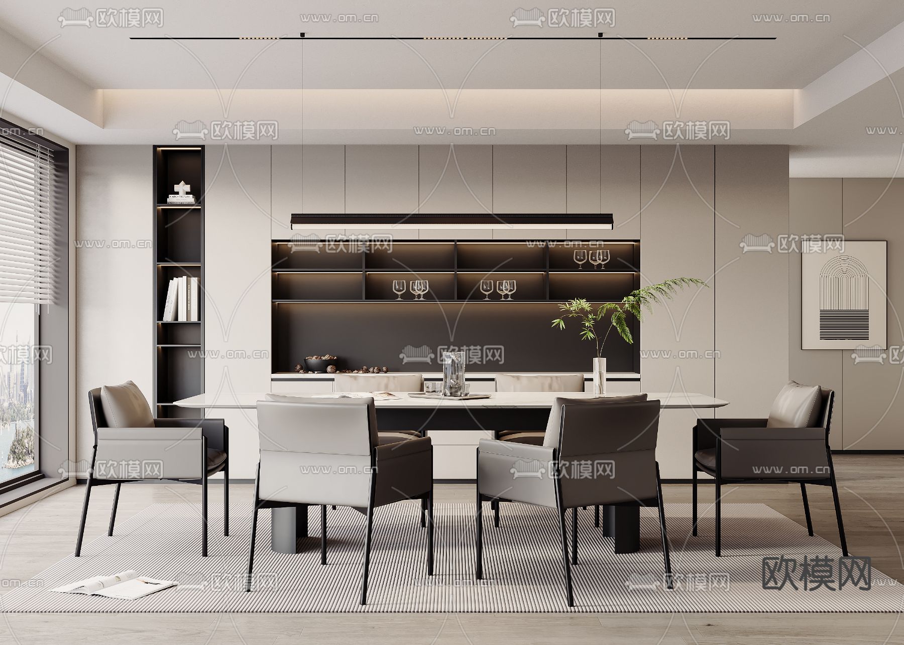 现代餐厅3d模型下载