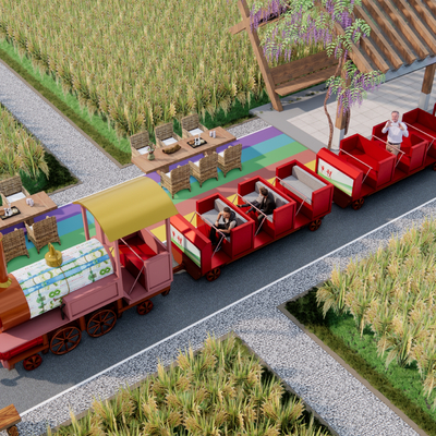 稻田小火车 景观小火车su模型