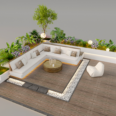  庭院座椅 景观座椅su模型 