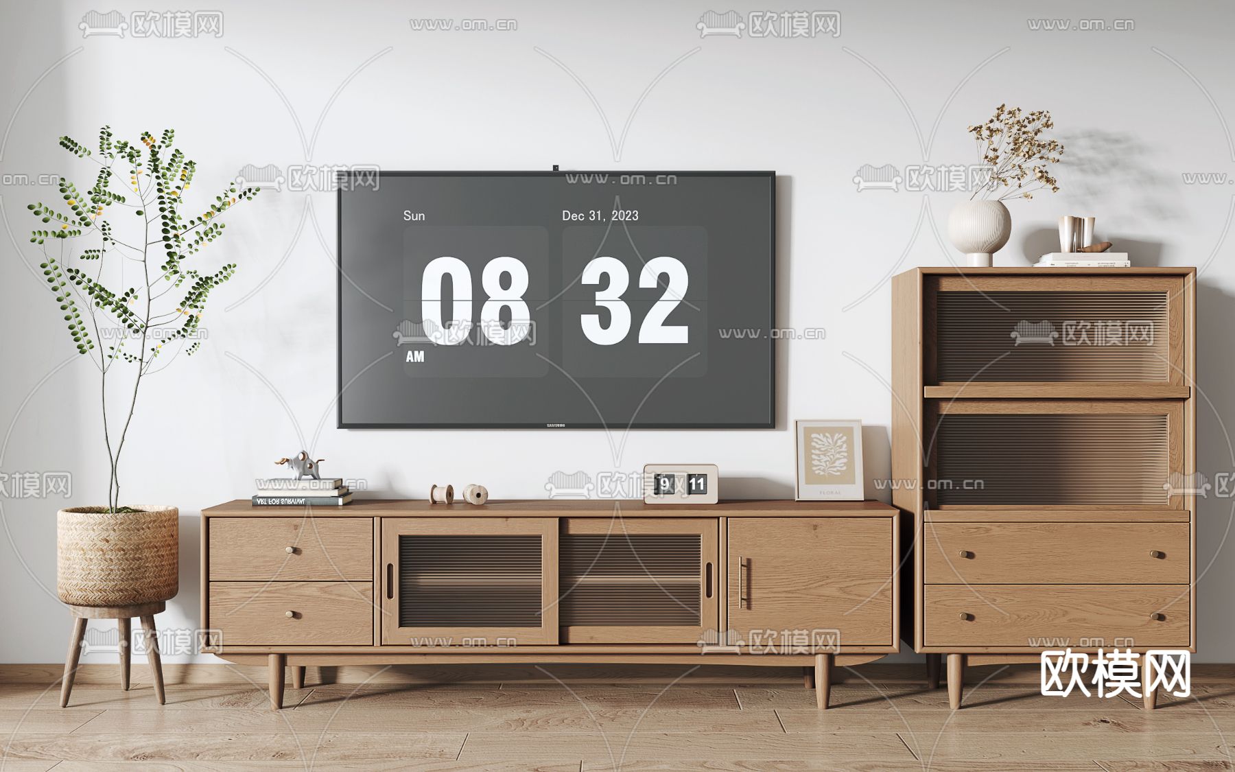 侘寂电视柜3d模型下载