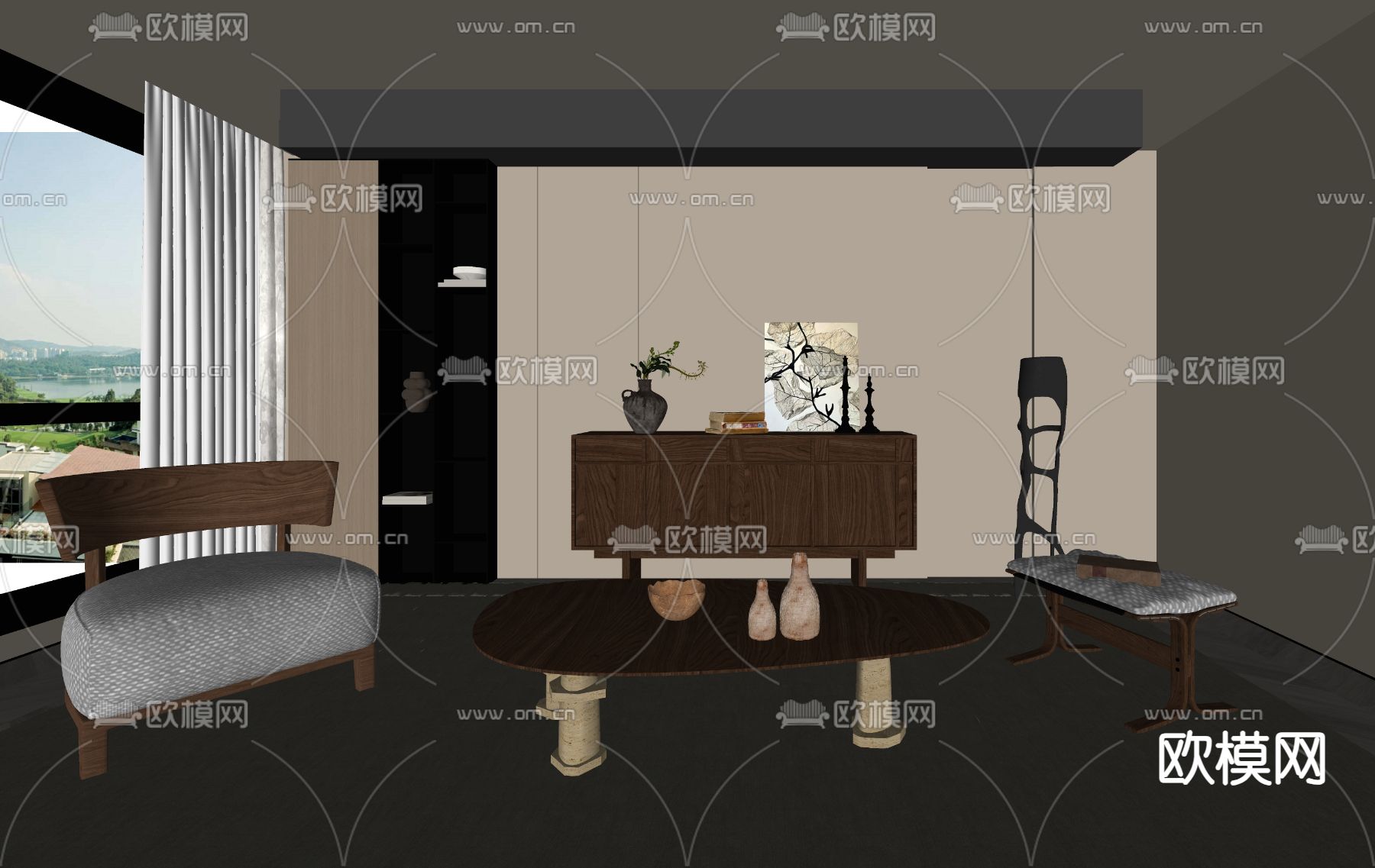 侘寂风休闲室su模型下载（渲染图2）