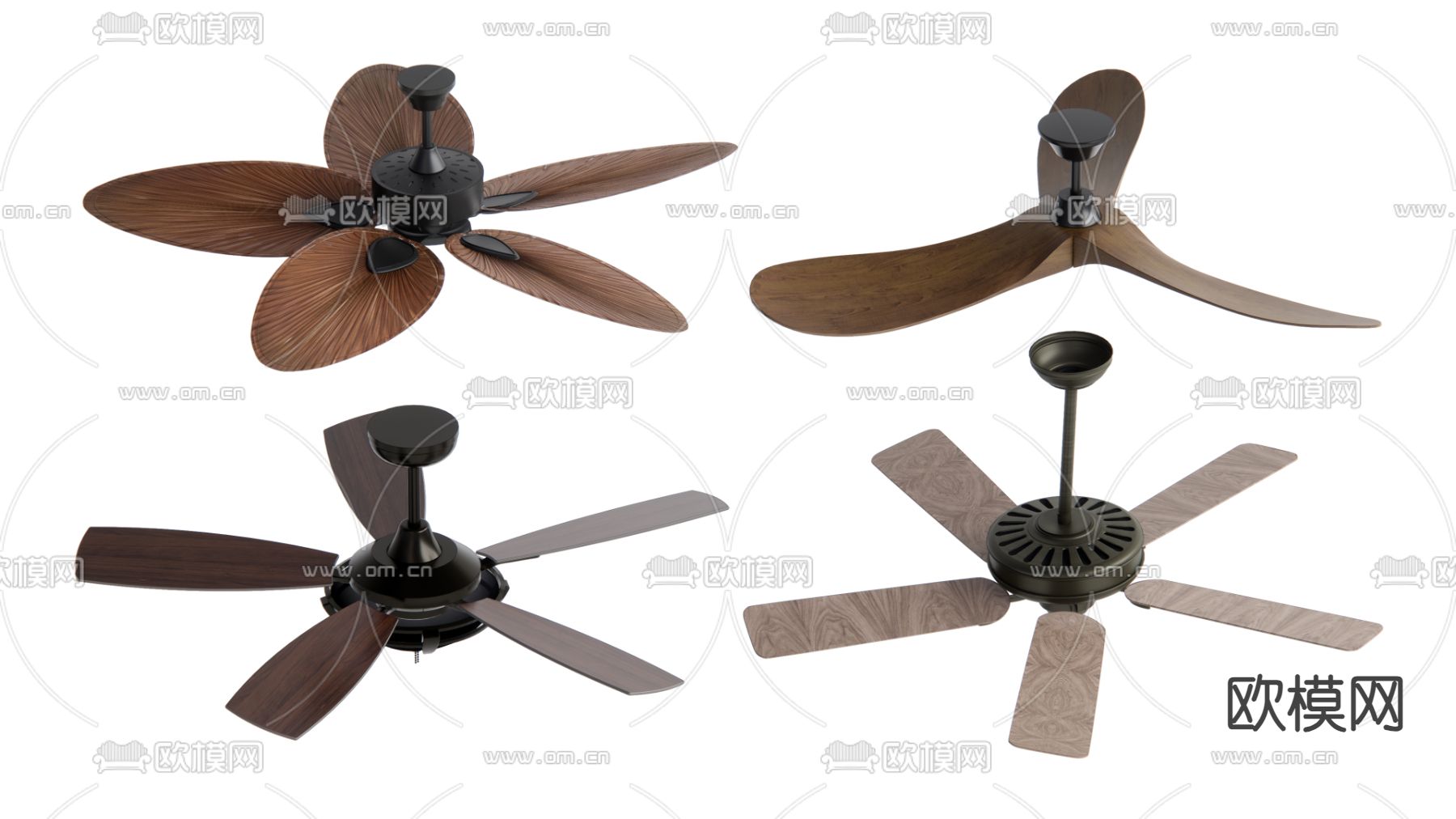 中古风吊扇su模型下载（渲染图1）