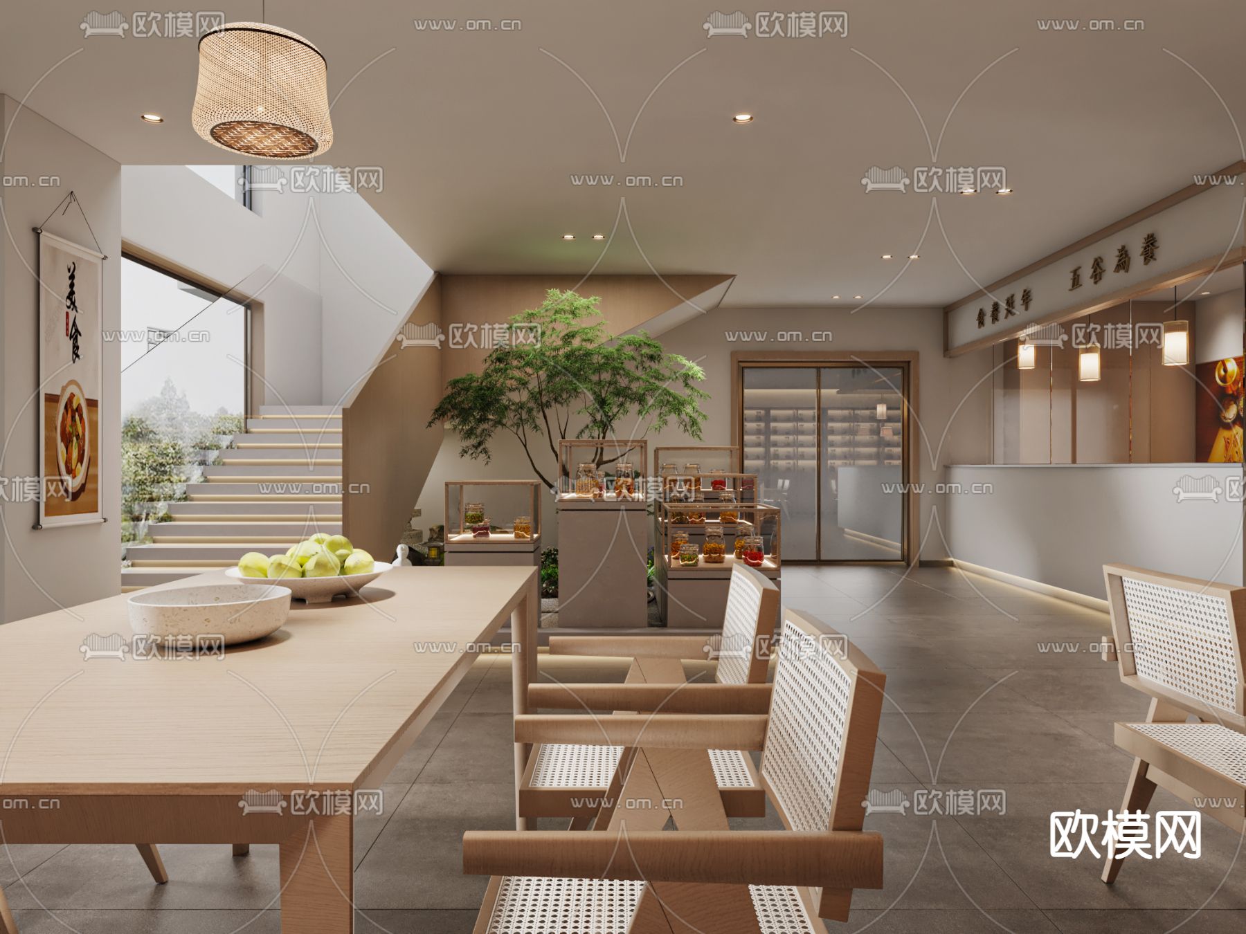 素食餐厅 药膳3d模型下载（渲染图3）