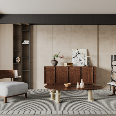  侘寂风休闲室su模型 