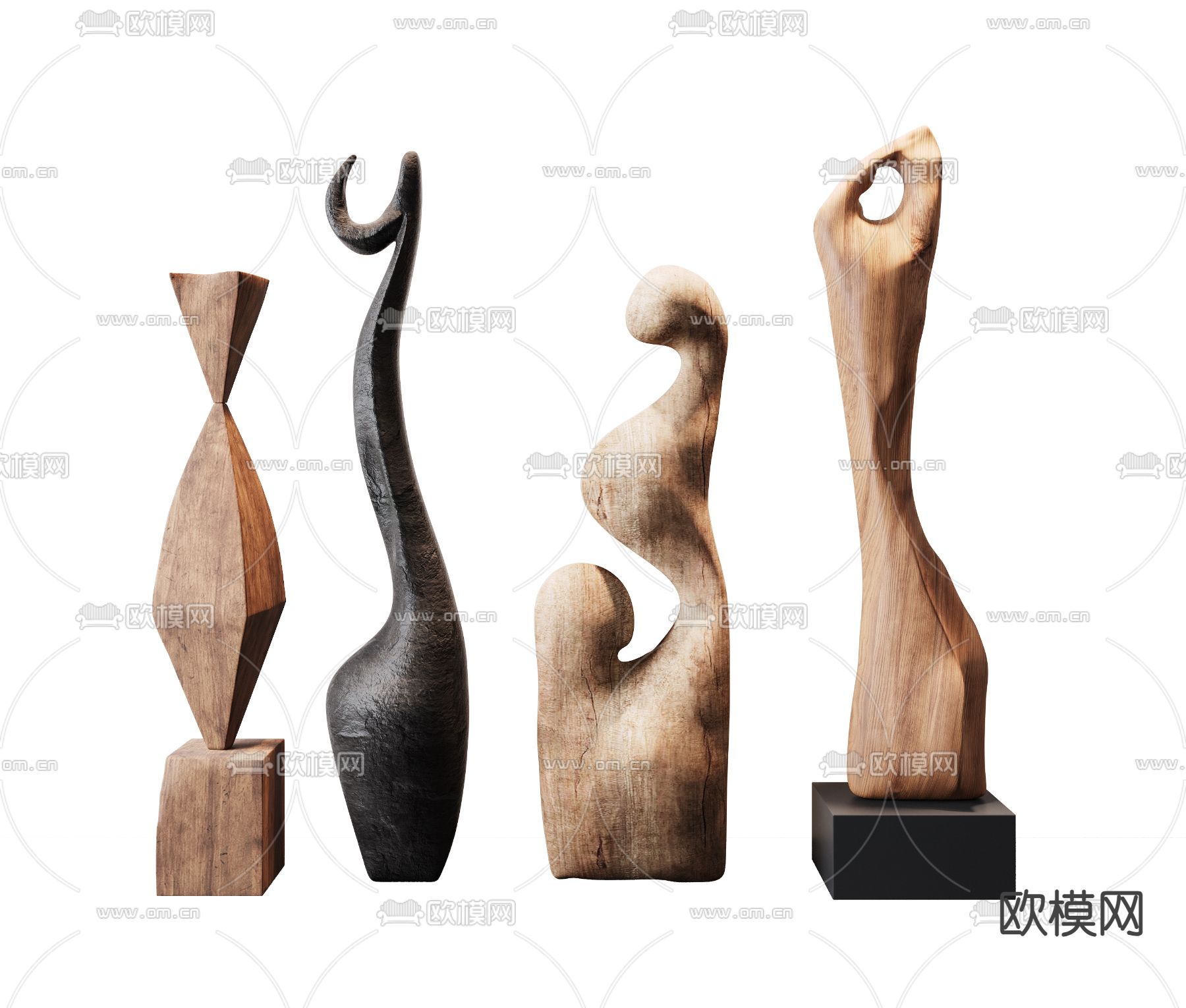 侘寂风雕塑摆件su模型下载（渲染图1）