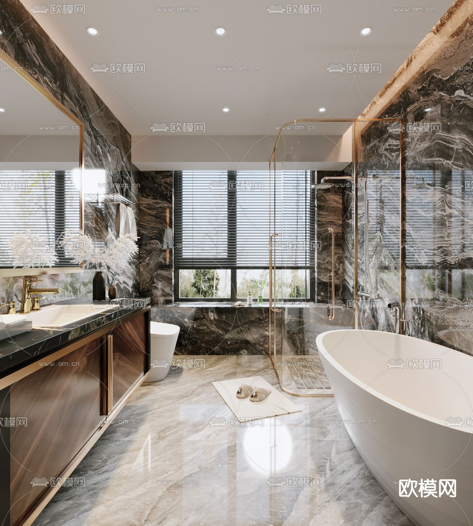 轻奢卫生间 浴室3d模型下载（渲染图1）