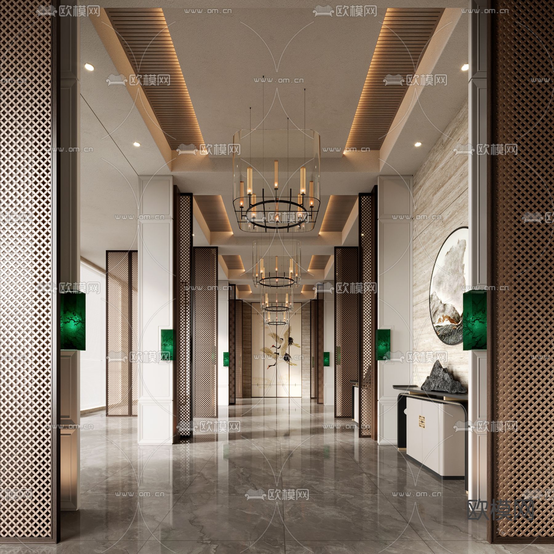 酒店走廊 过道 中庭3d模型下载