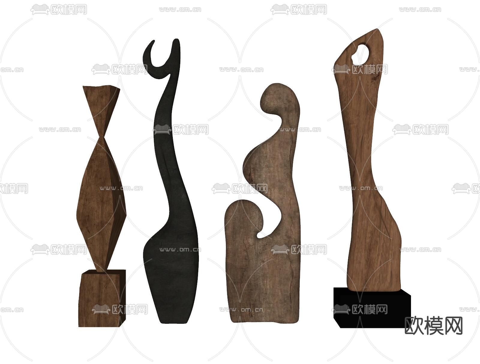 侘寂风雕塑摆件su模型下载（渲染图2）