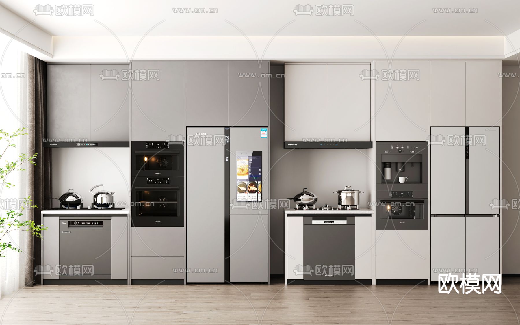 冰箱 洗碗机 直饮机su模型下载（渲染图1）