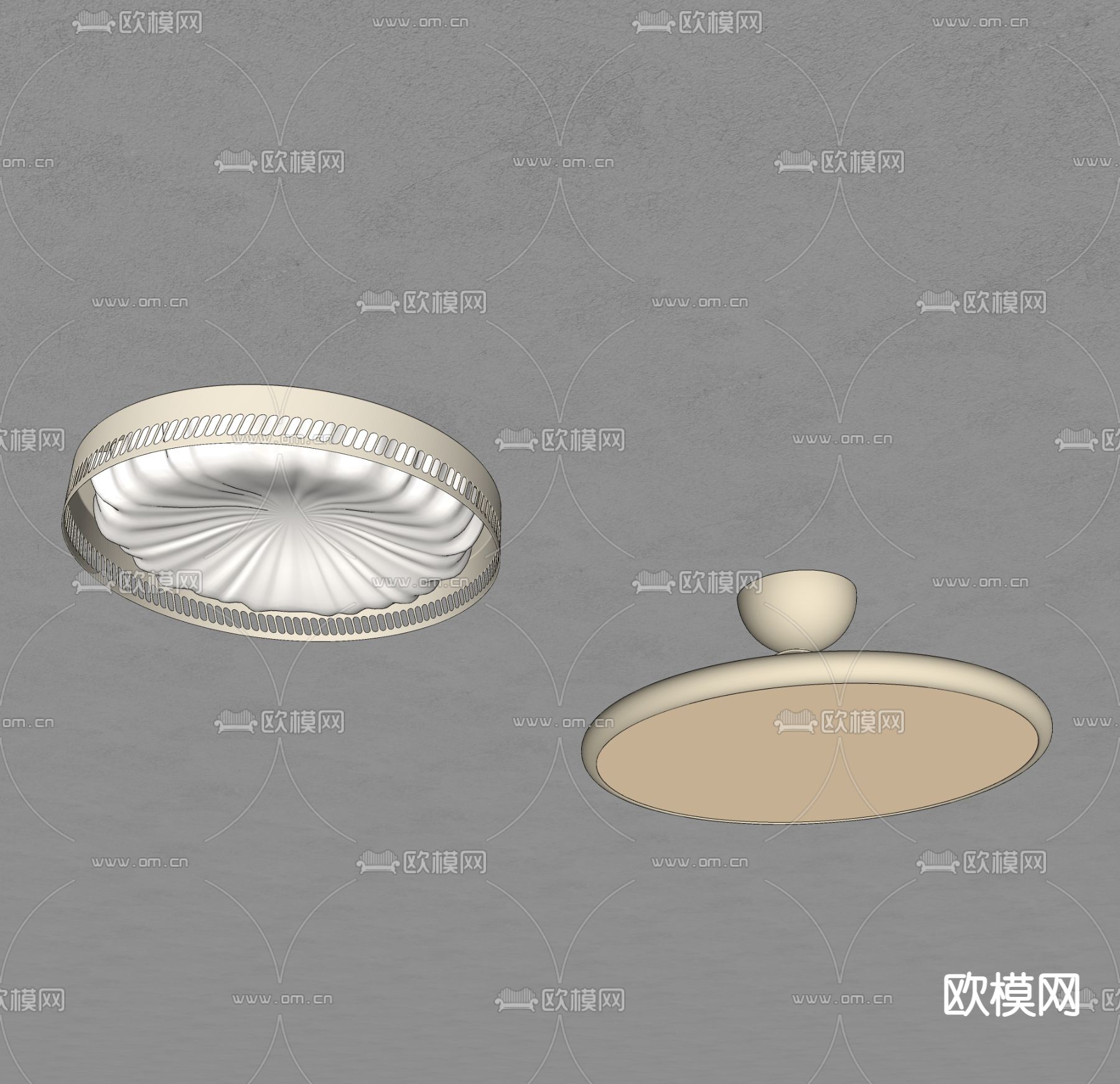 奶油风吸顶灯su模型下载（渲染图4）