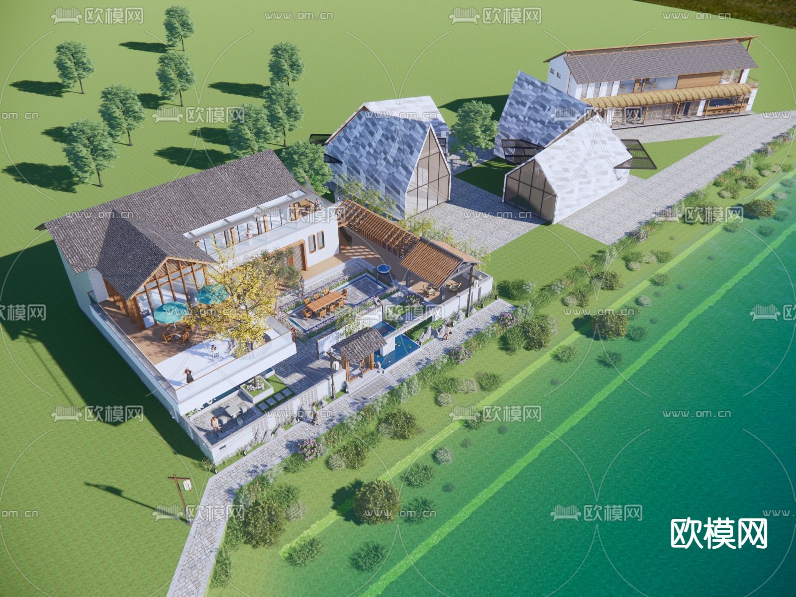 民宿建筑su模型下载（渲染图2）