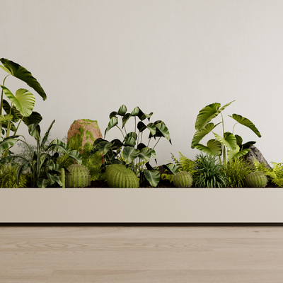  庭院小品 植物堆su模型 