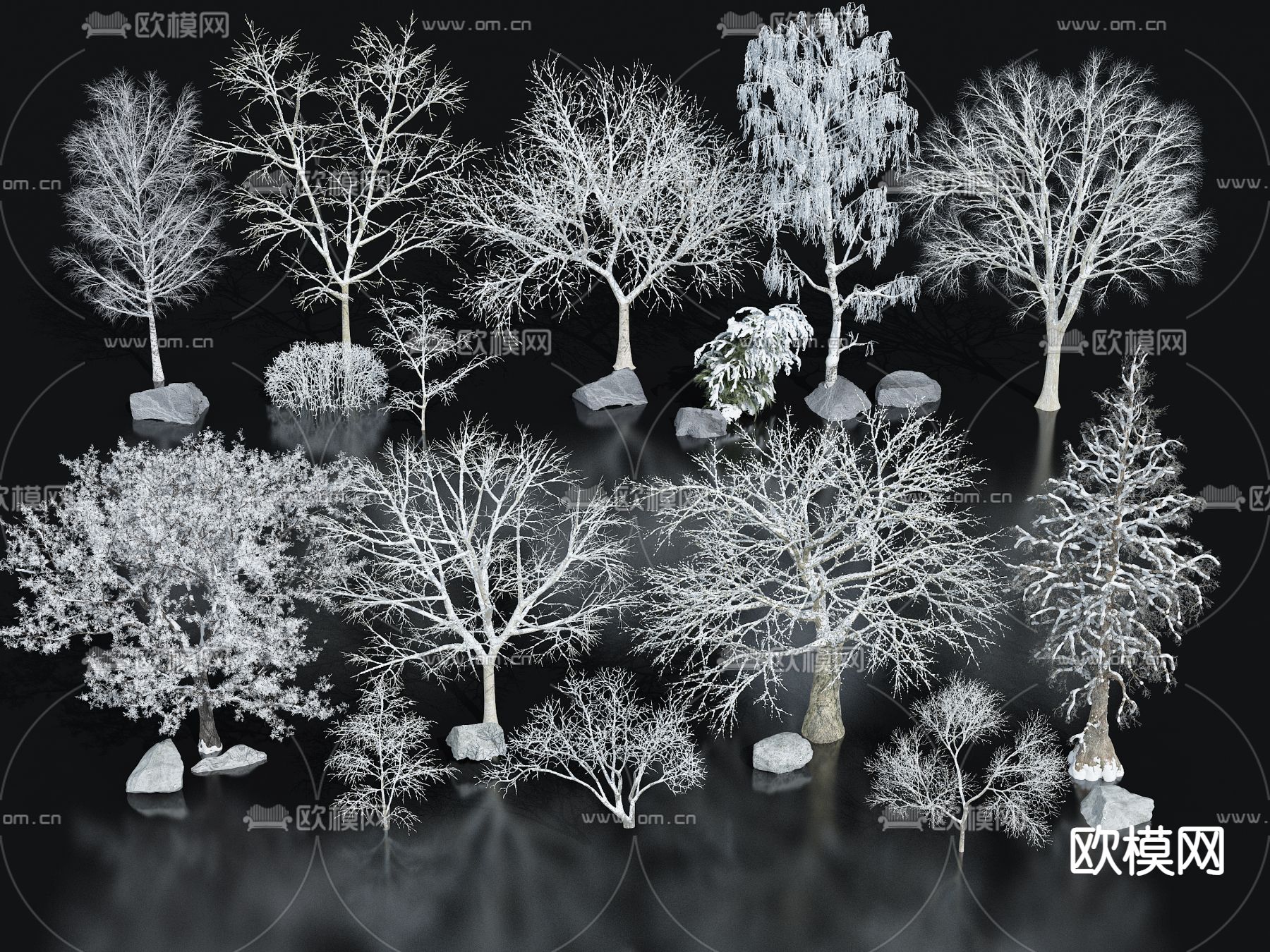 冬景树 冬季树 景观树su模型下载（渲染图1）