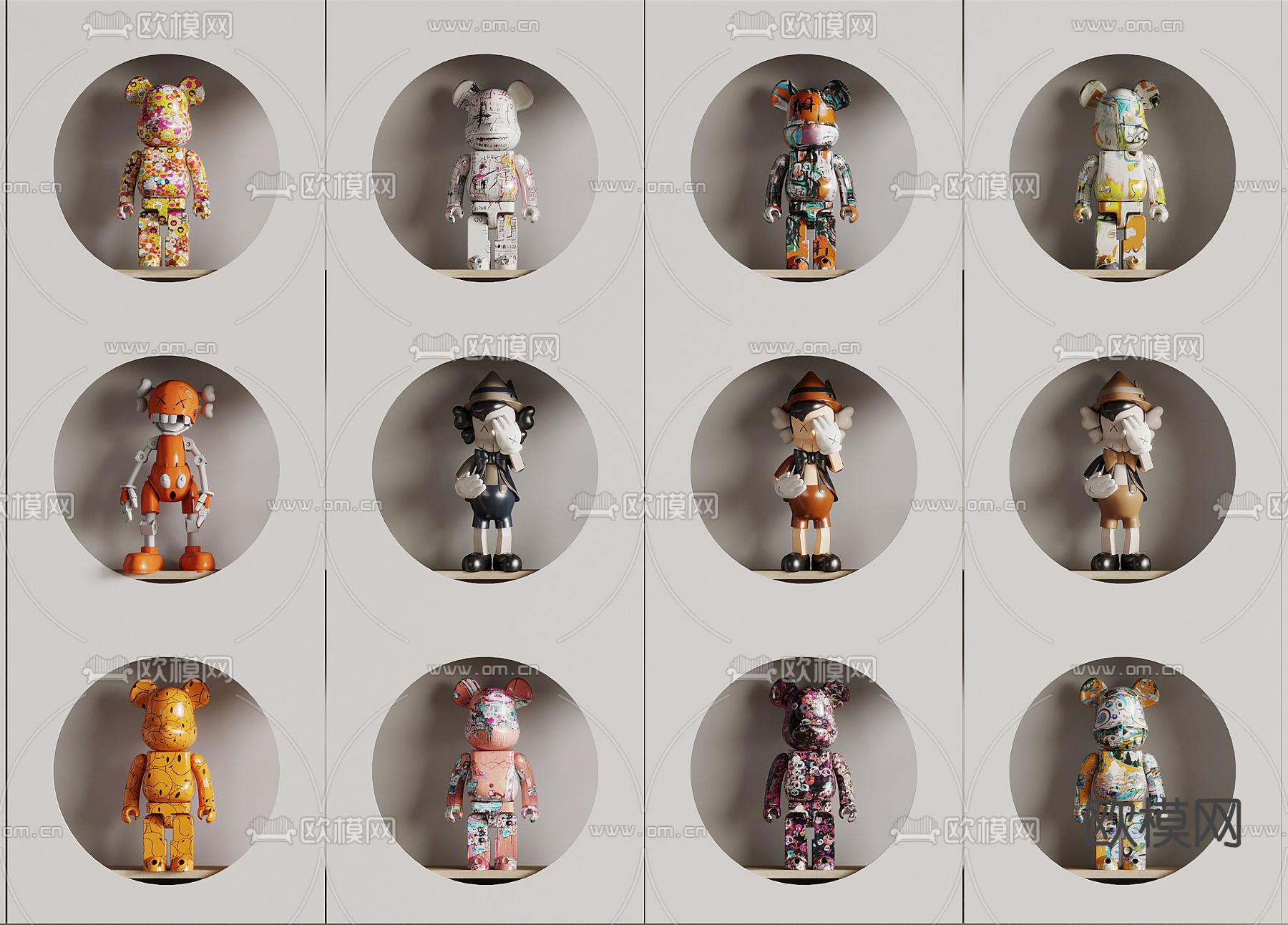 潮玩 公仔 卡通摆件 暴力熊3d模型下载