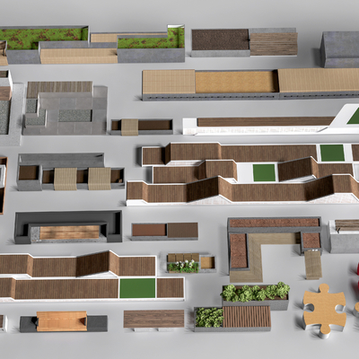  景观座椅 户外长椅su模型 