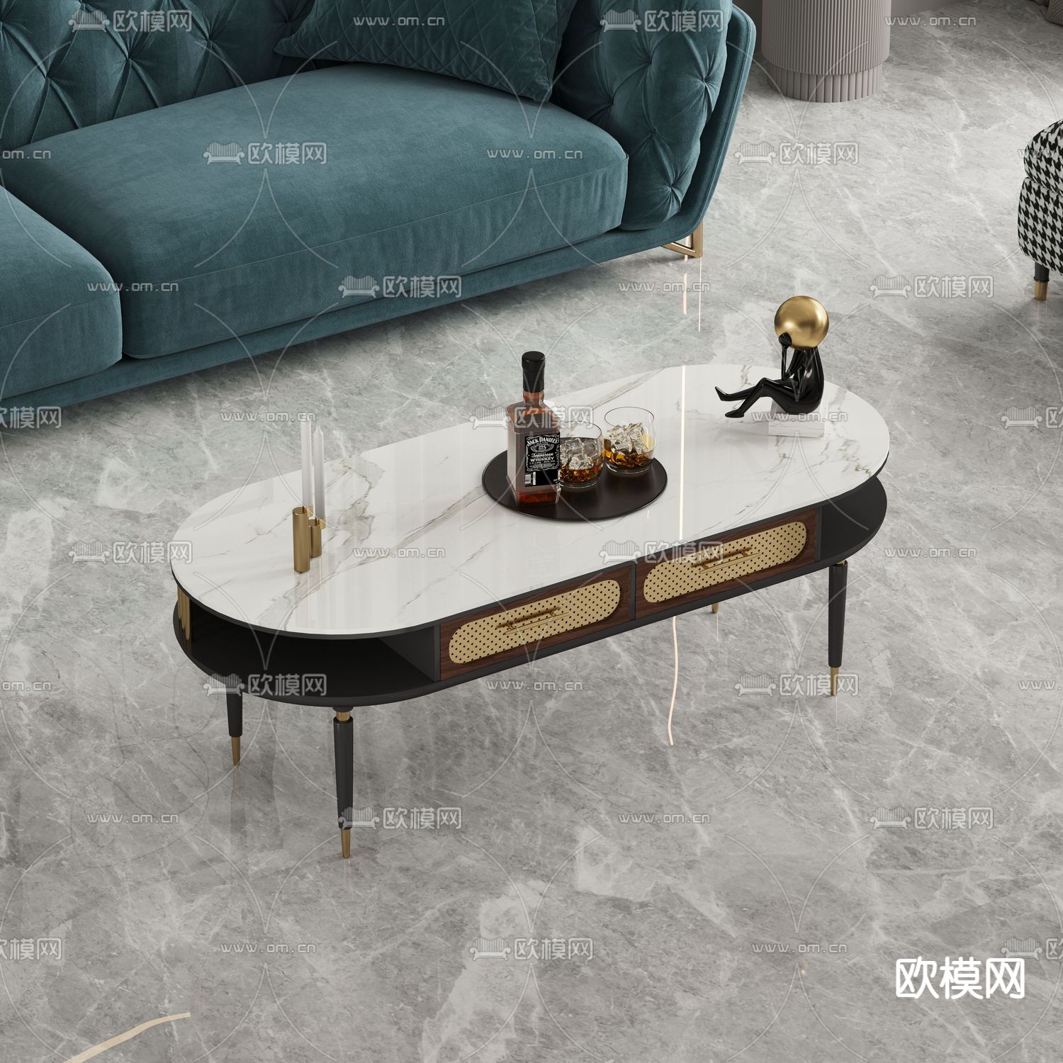 轻奢双人沙发 软体沙发3d模型下载（渲染图3）