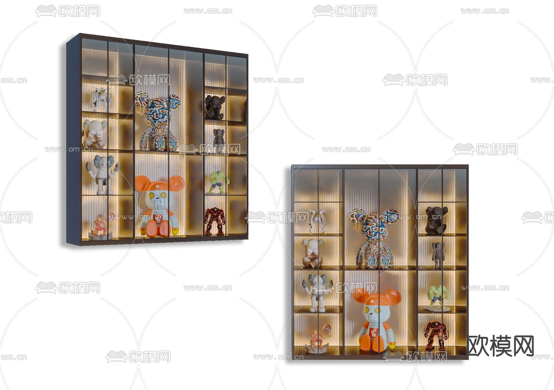 暴力熊 展示柜 玩具 手办公仔su模型下载（渲染图1）