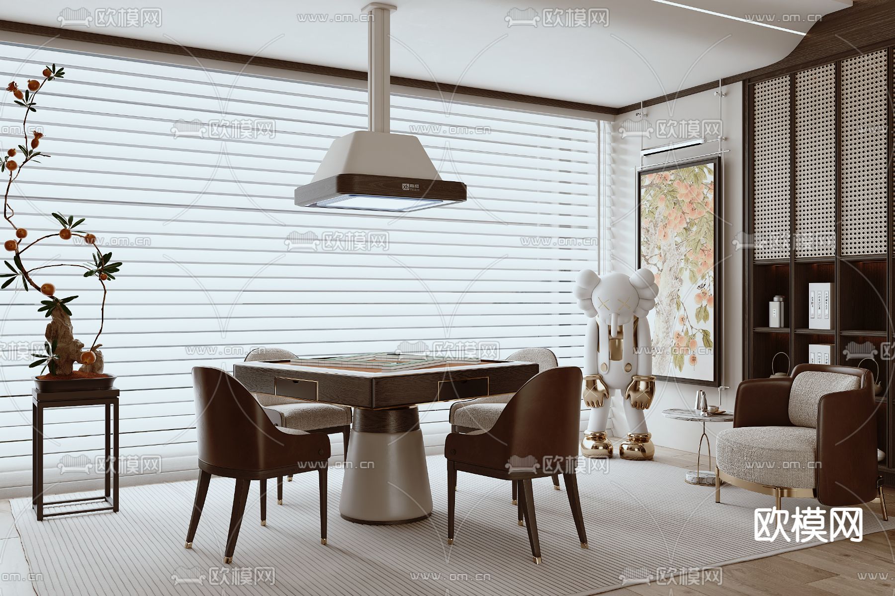 现代棋牌室su模型下载（渲染图1）