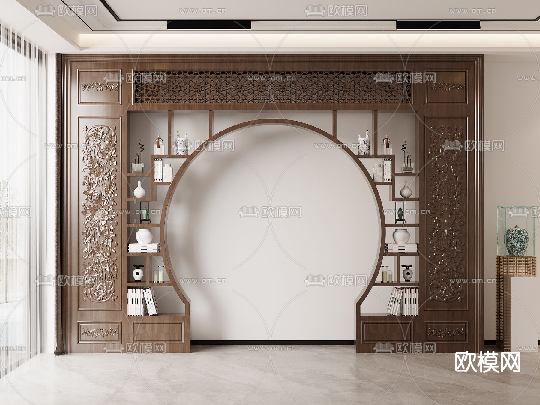 博古架 月亮门 隔断3d模型下载