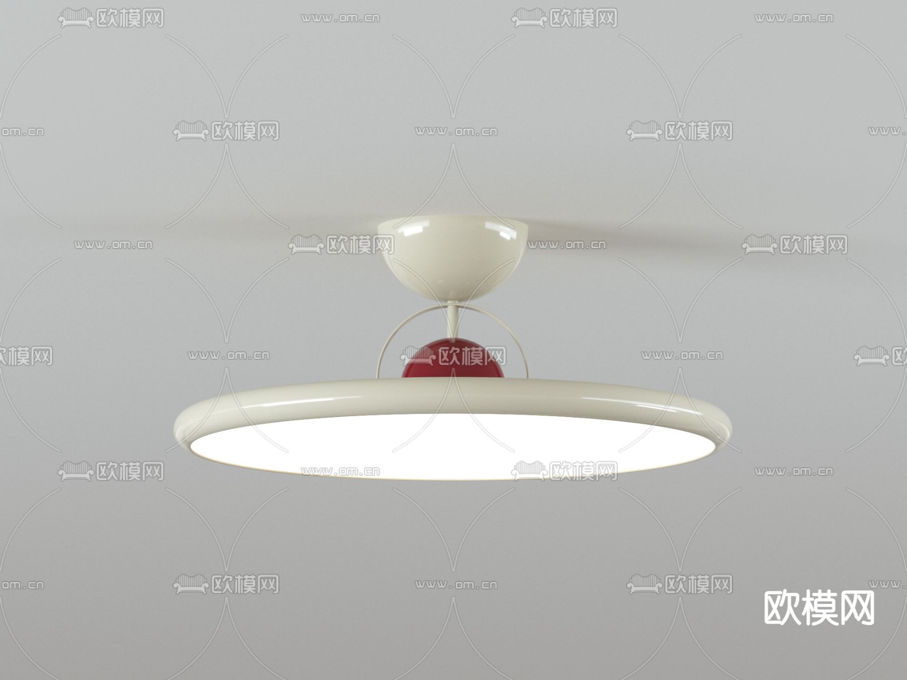 奶油风吸顶灯su模型下载（渲染图3）