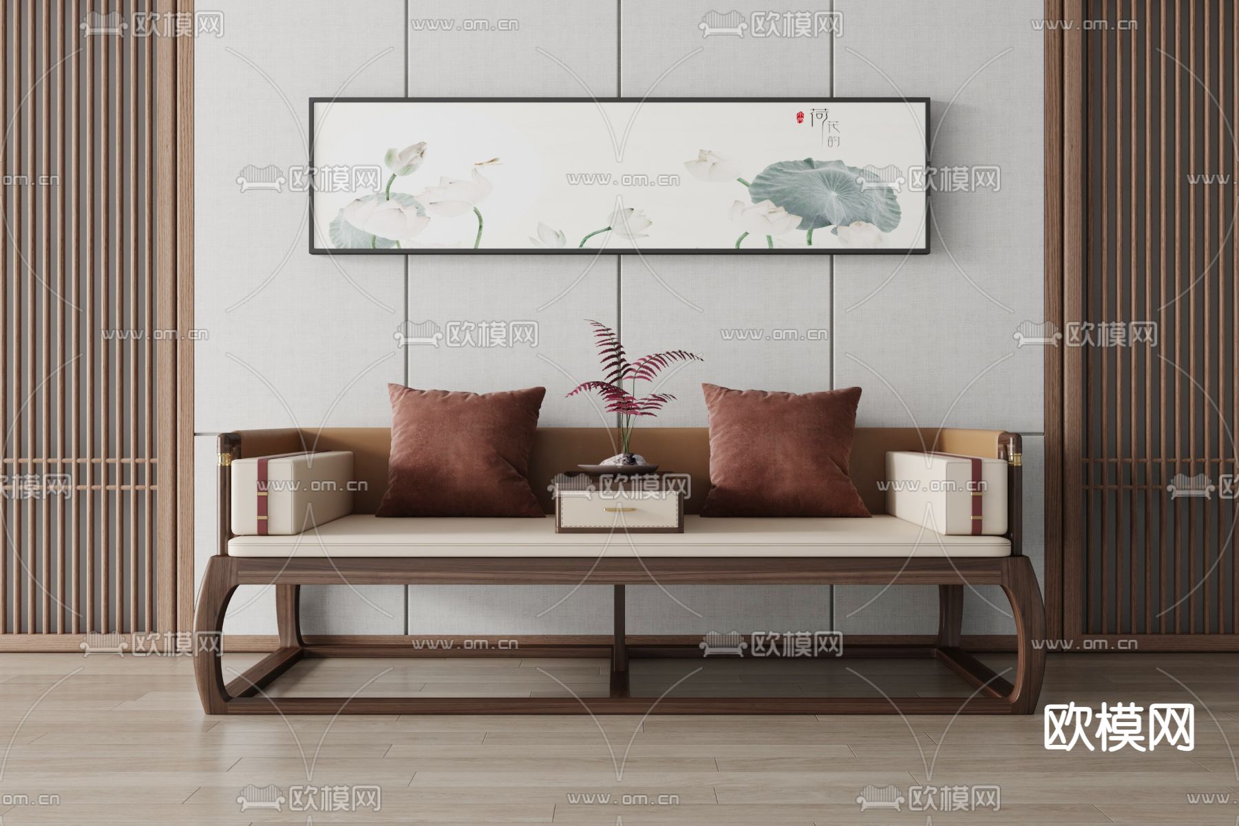 新中式沙发 罗汉床3d模型下载