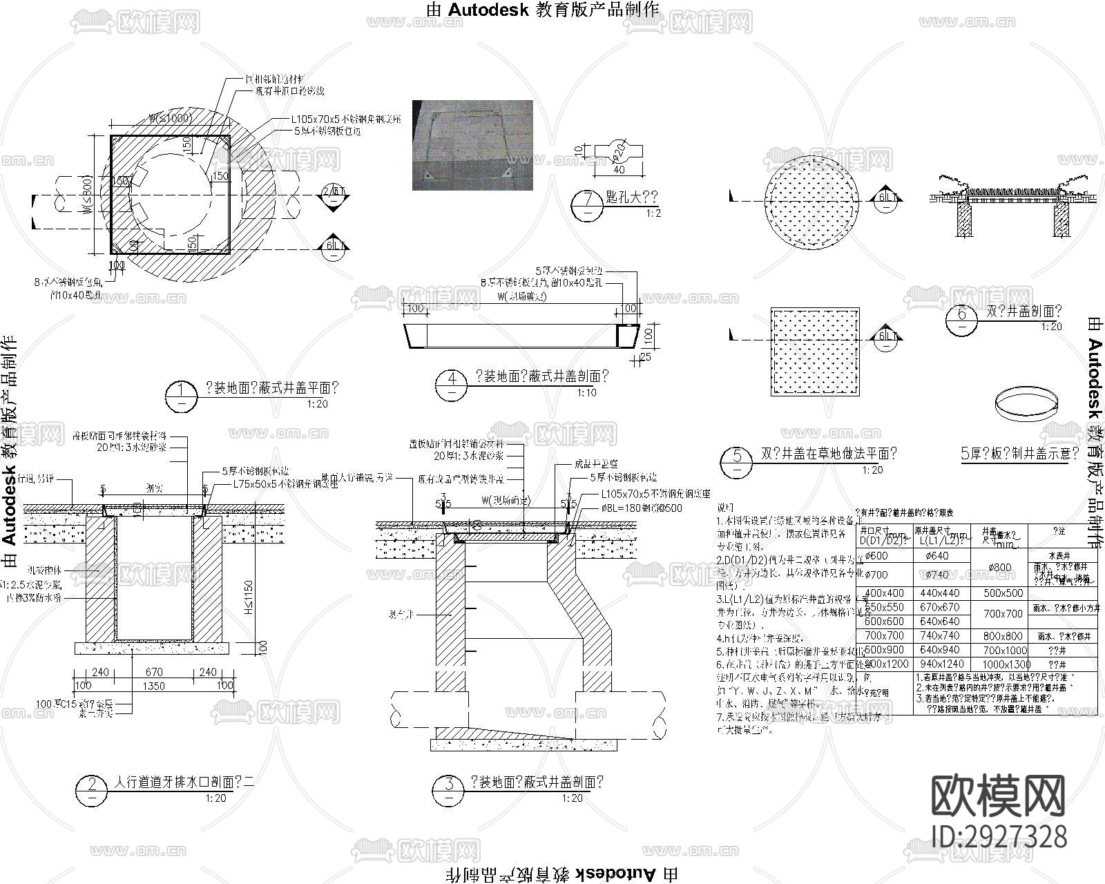 截水沟 泄水孔 明沟 排水沟 雨水口CAD施工图下载（渲染图5）