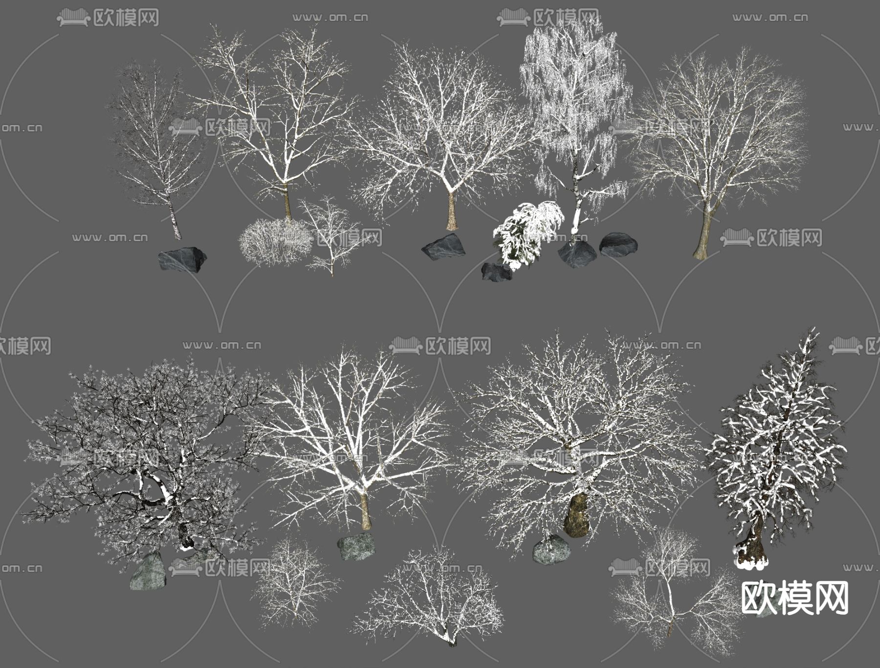 冬景树 冬季树 景观树su模型下载（渲染图2）
