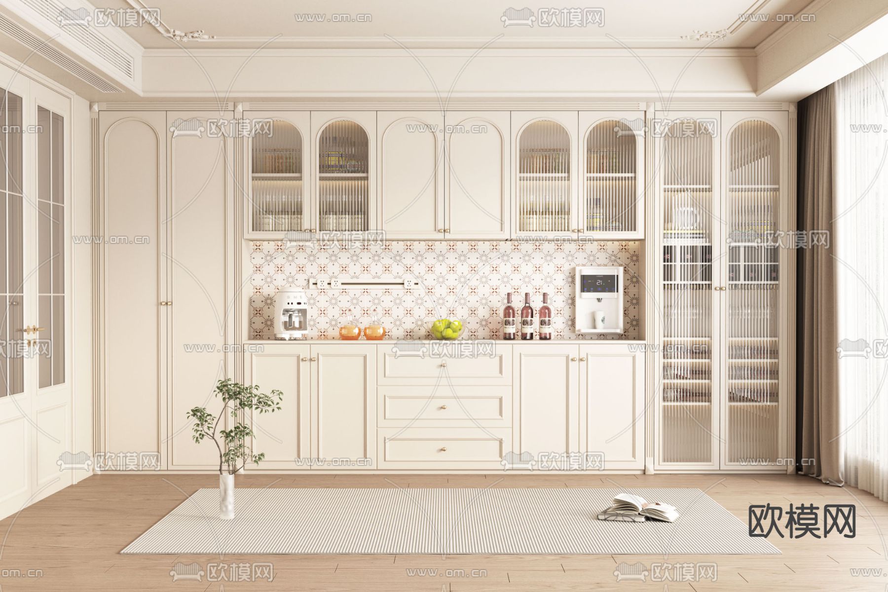法式酒柜su模型下载（渲染图1）