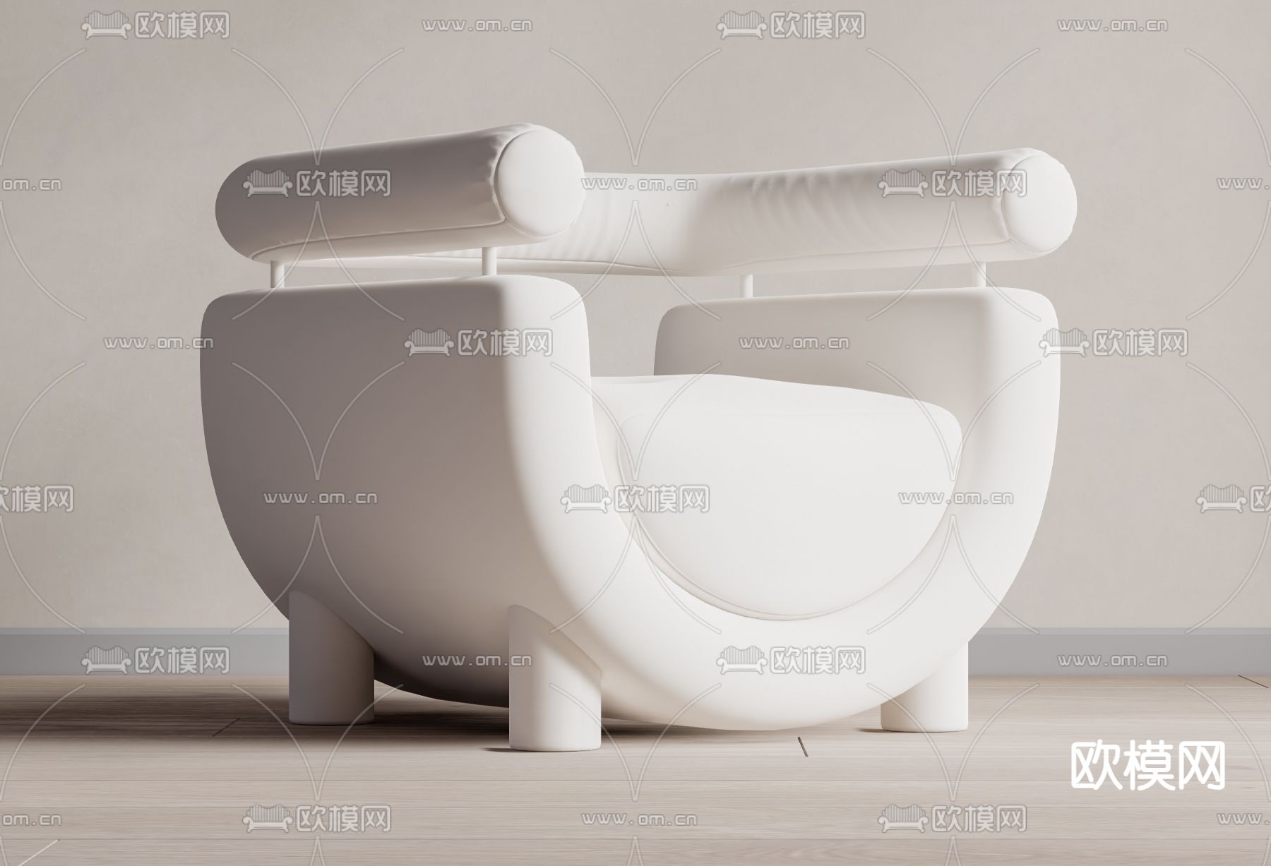 中古风单人沙发su模型下载（渲染图1）