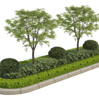  户外绿化带 花坛su模型 