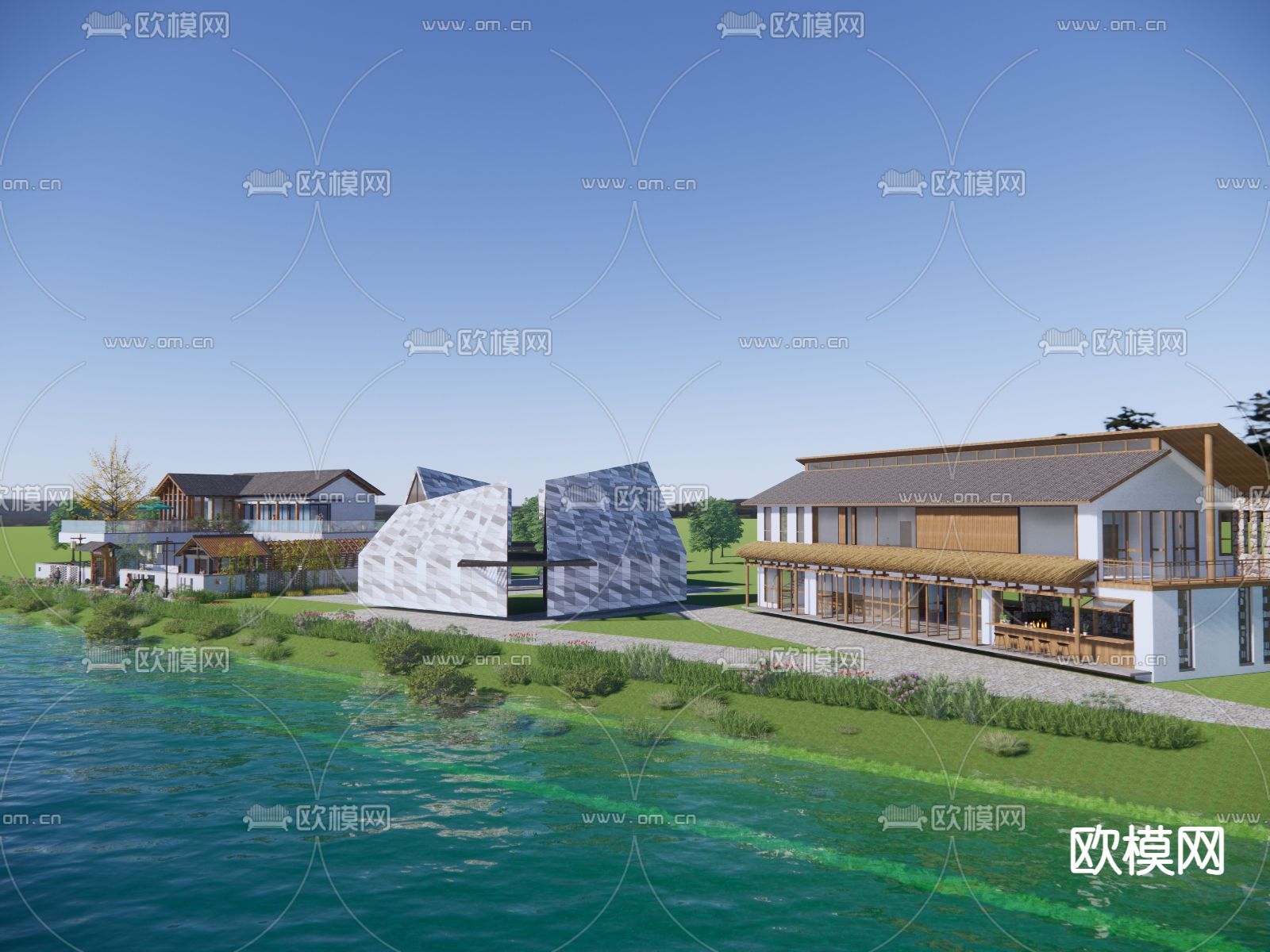民宿建筑su模型下载（渲染图4）