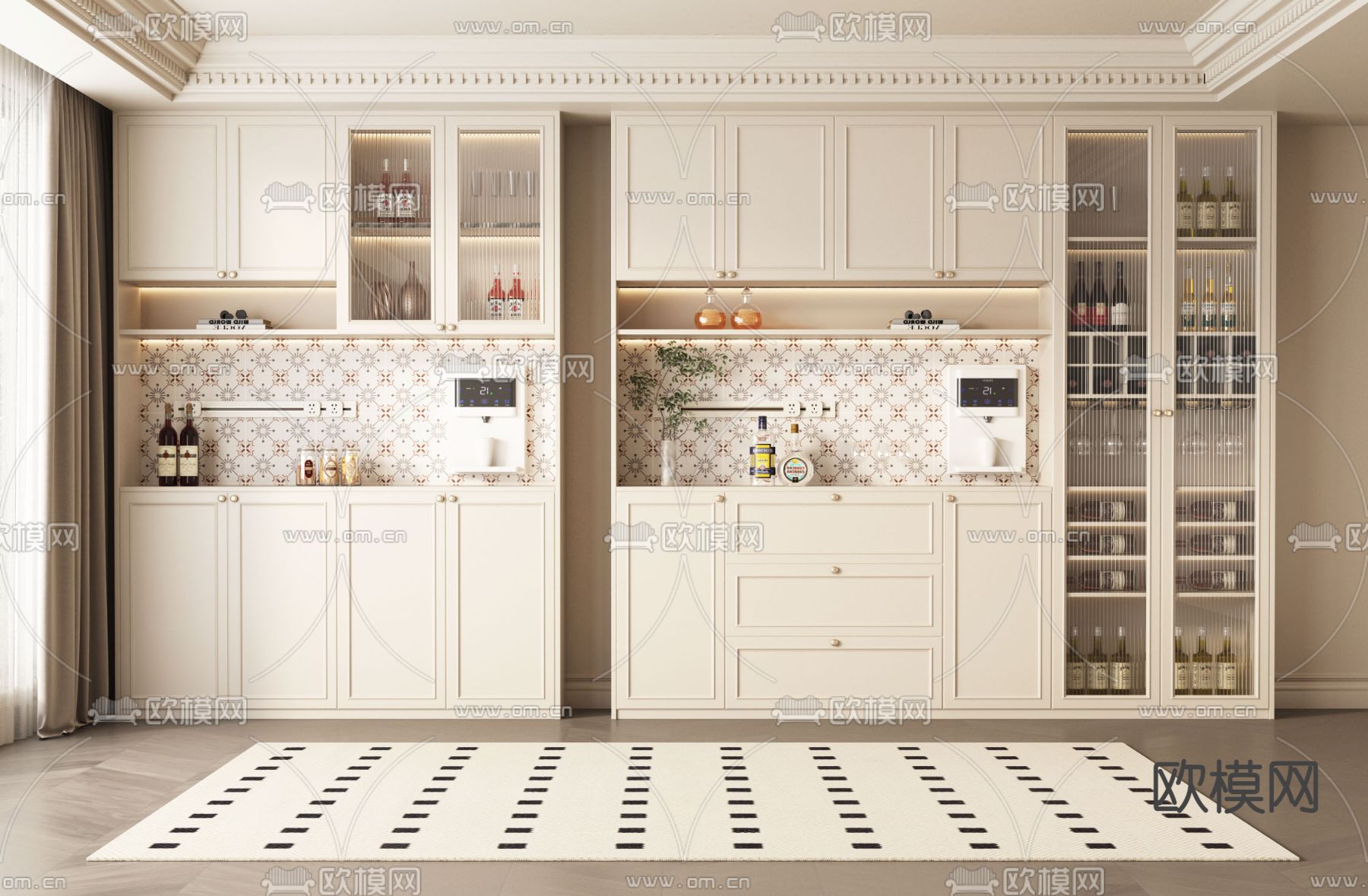 法式酒柜 餐边柜3d模型下载