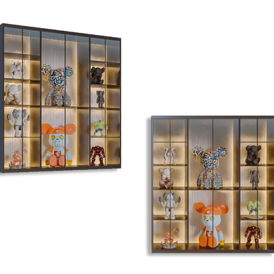  暴力熊 展示柜 玩具 手办公仔su模型 