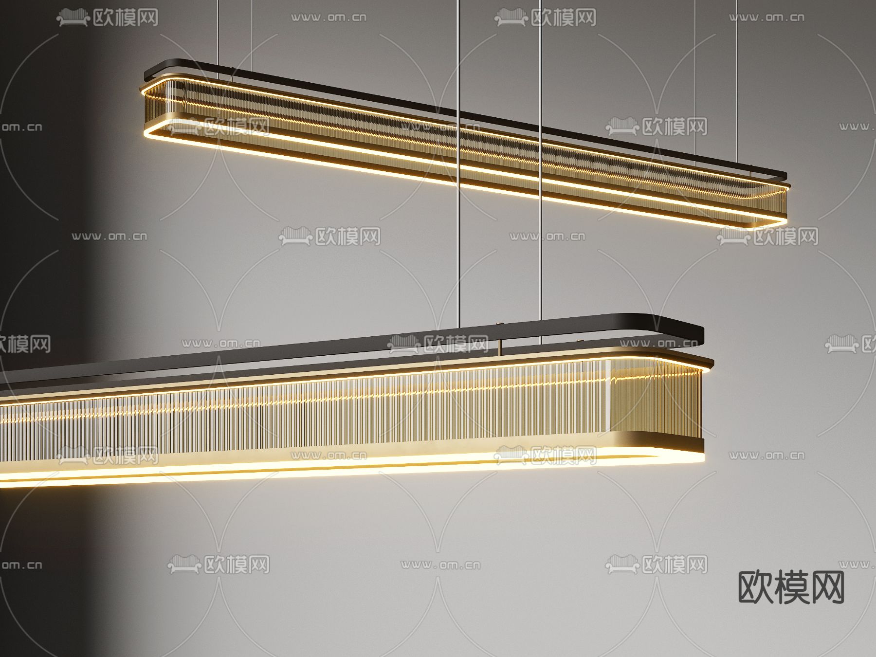 轻奢吊灯 长吊灯3d模型下载