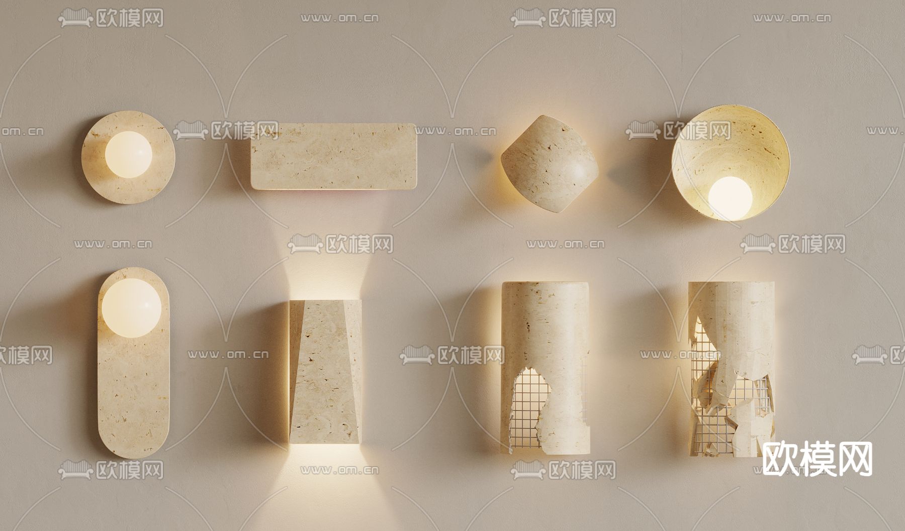 侘寂风壁灯3d模型下载