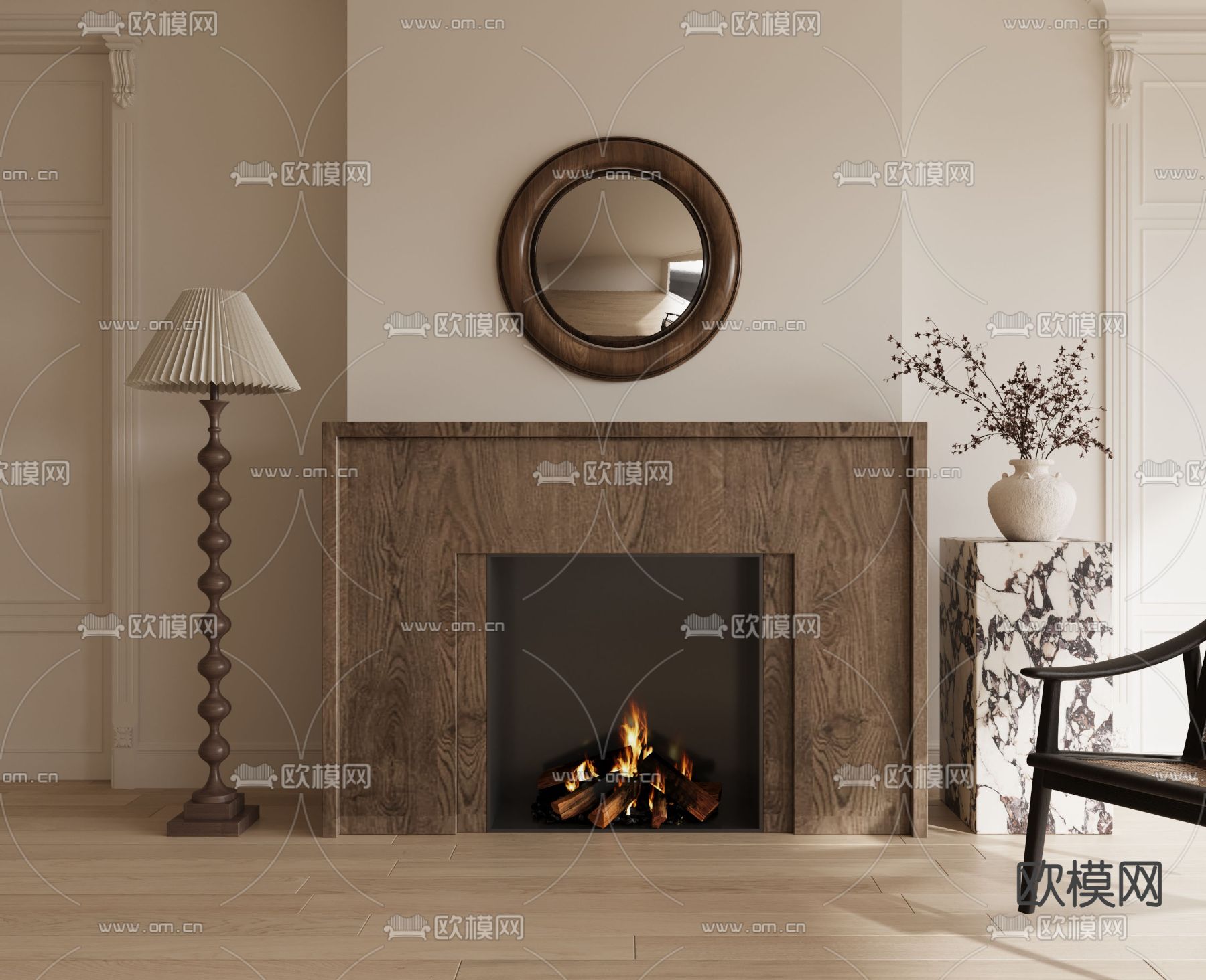 侘寂风壁炉 火炉3d模型下载