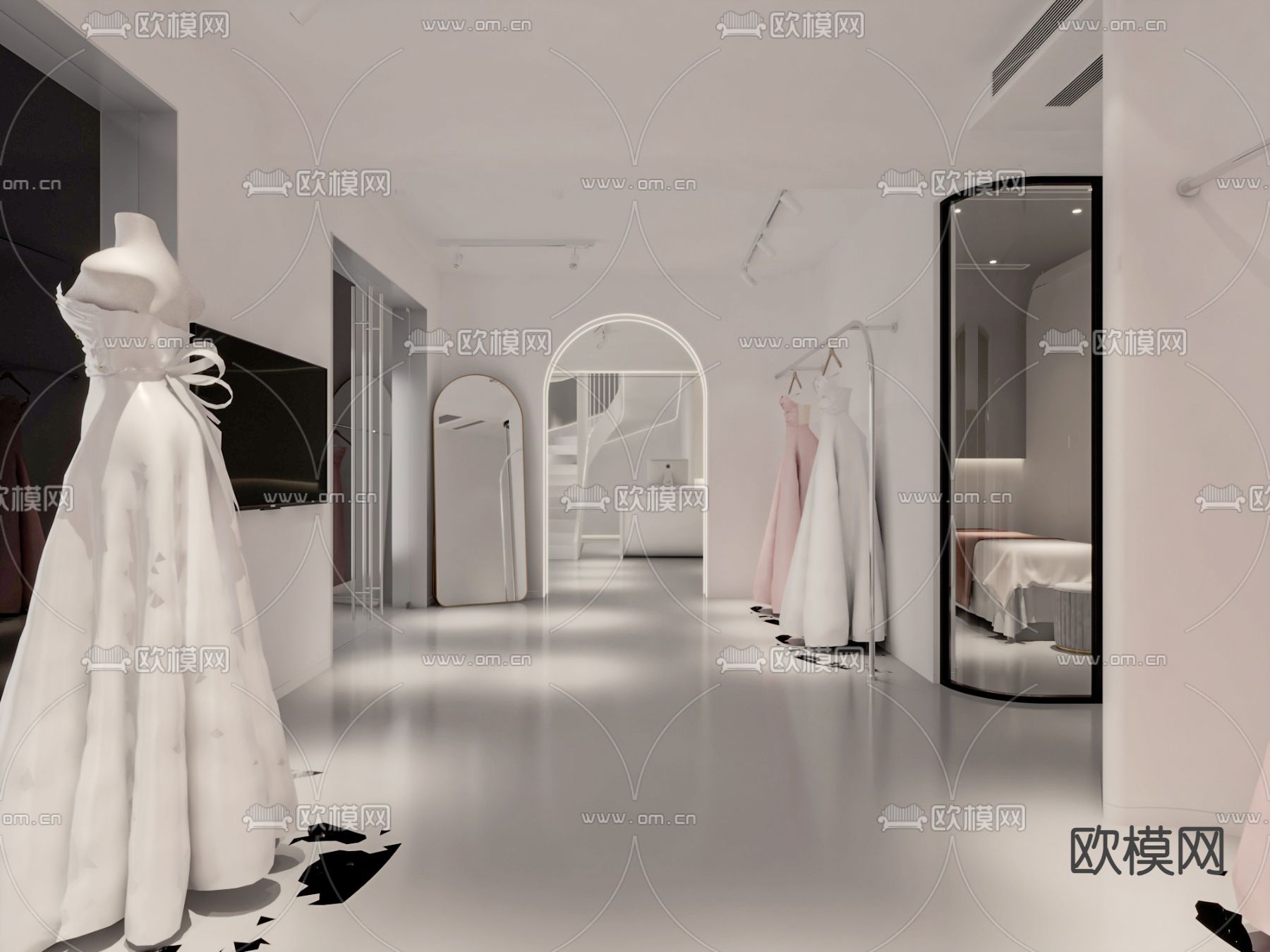 侘寂婚纱店免费3d模型下载（渲染图3）