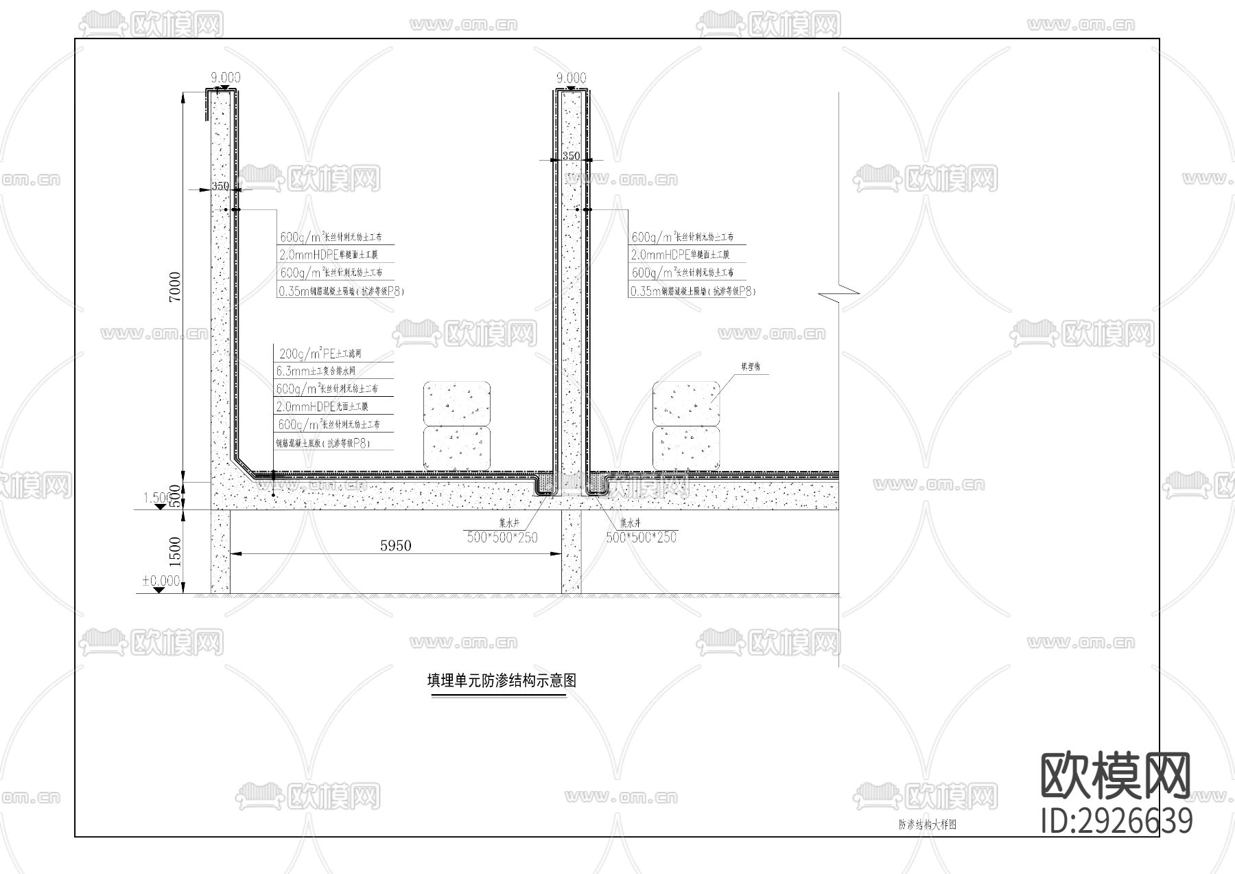 经开区工业废弃物处置中心项目刚性填埋场CAD施工图下载（渲染图3）