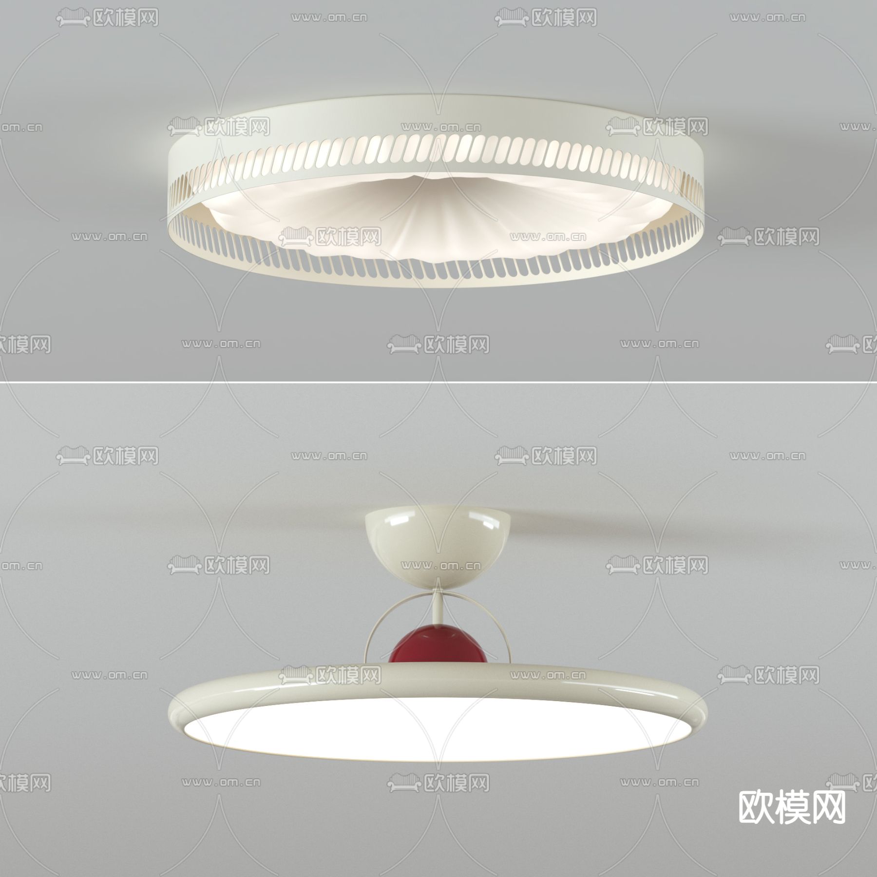 奶油风吸顶灯su模型下载（渲染图1）