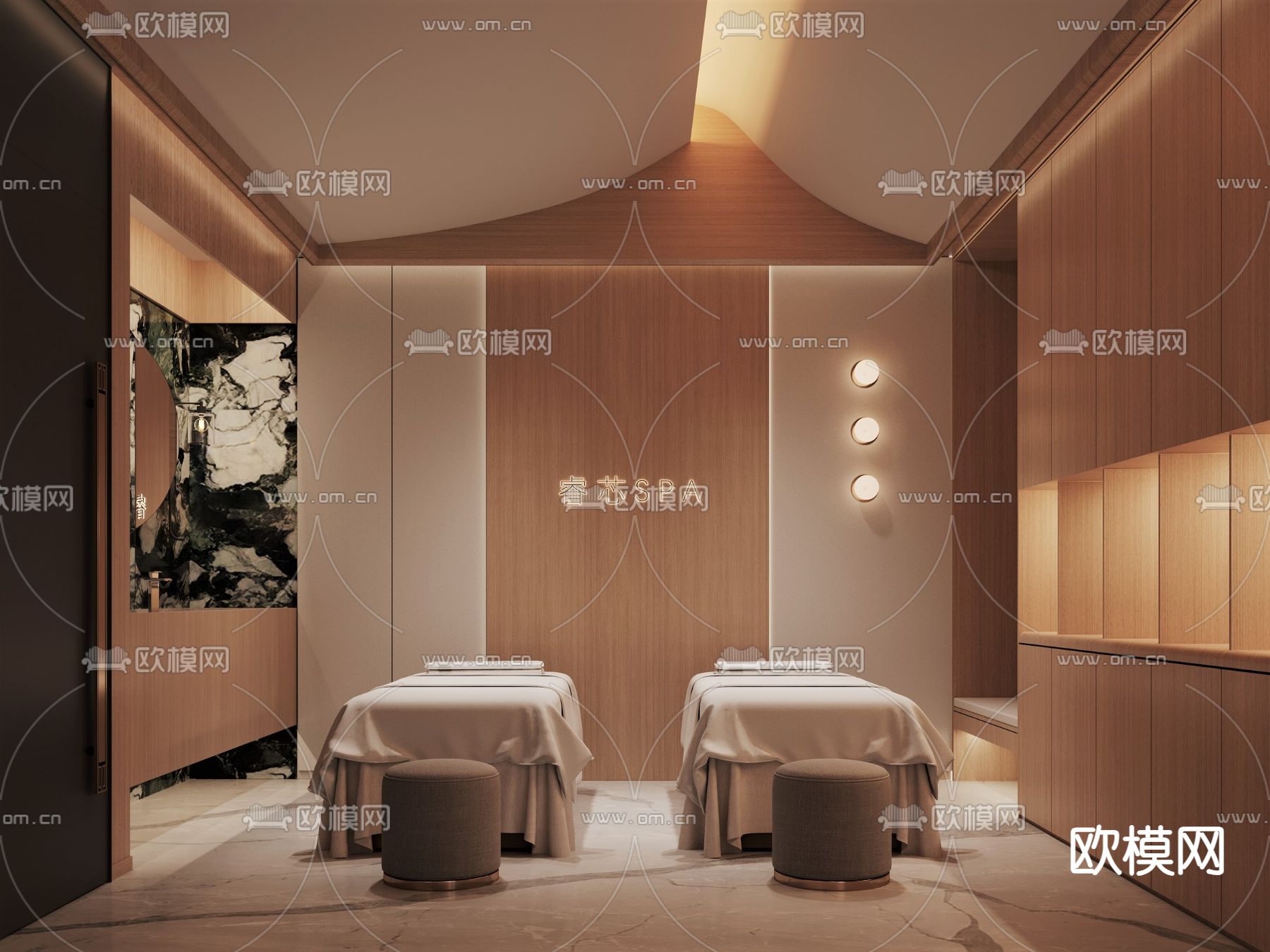 侘寂SPA 护理房 美容房3d模型下载