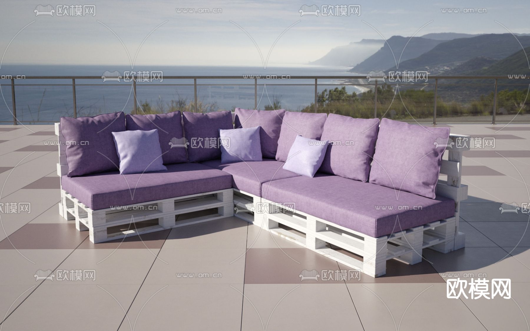 户外沙发 多人沙发3d模型下载