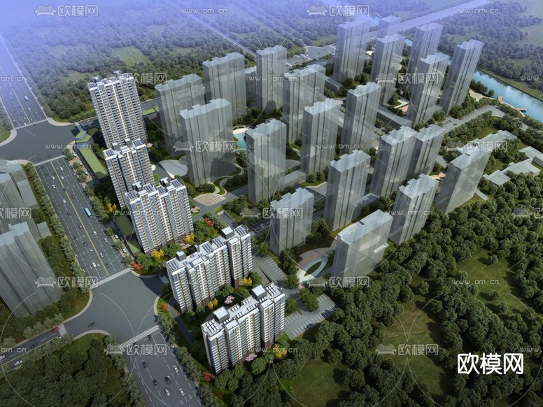 住宅楼鸟瞰3d模型下载