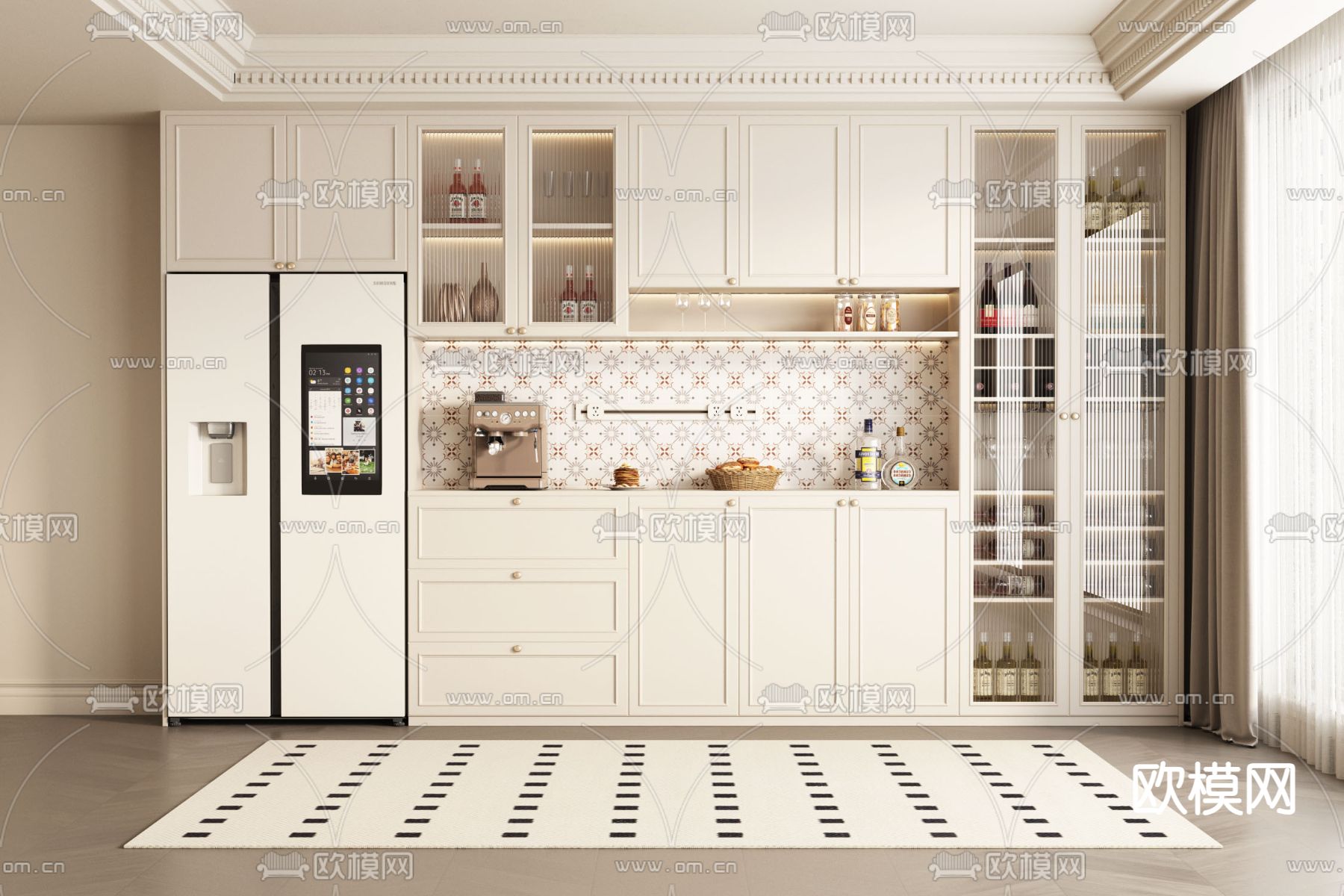 法式酒柜su模型下载（渲染图1）