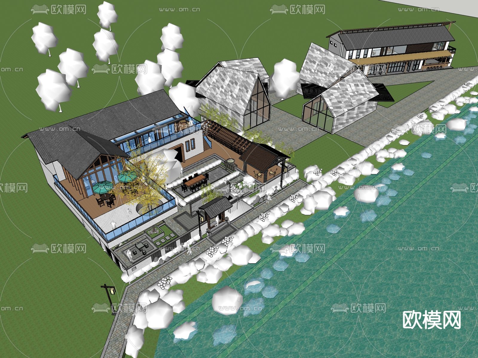 民宿建筑su模型下载（渲染图3）