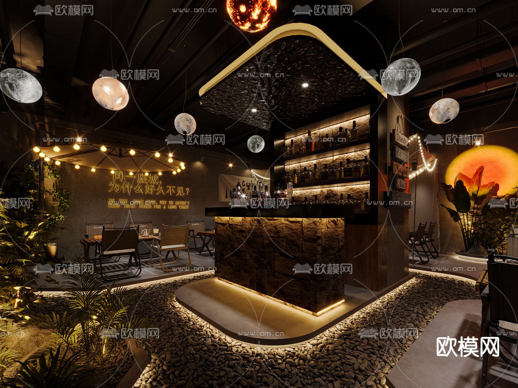 网红餐厅 露营餐厅3d模型下载